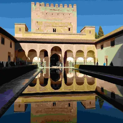 Endülüs turu, Granada Alhambra Sarayı avlu ve havuz manzarası